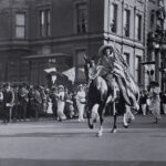 Photograph Inez Milholland (Class of 1909) on horse (1913)